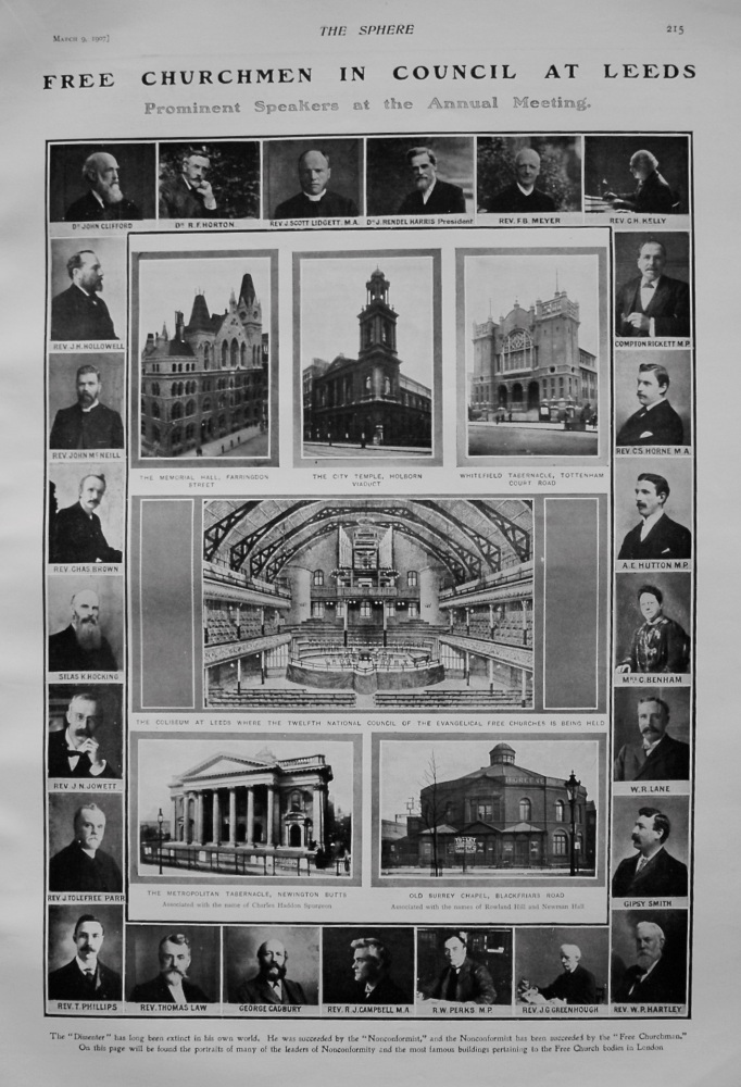 Free Churchmen in Council at Leeds. : Prominent Speakers at the Annual Meeting. 1907