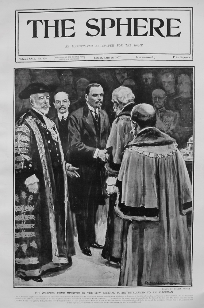 The Colonial Prime Ministers in the City - General Botha Introduced to an Alderman. 1907
