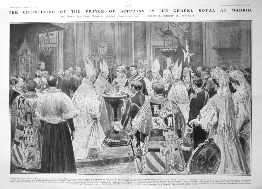 Christening of the Prince of Asturias in the Chapel Royal at Madrid. 1907
