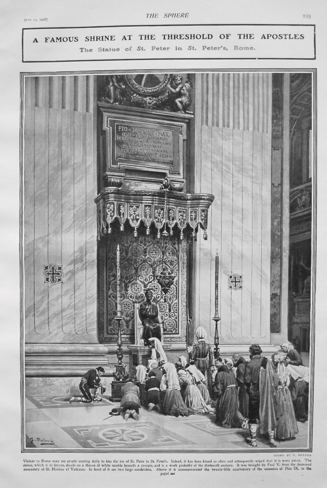 A Famous Shrine at the Threshold of the Apostles : The Statue of St. Peter in St. Peter's, Rome. 1908