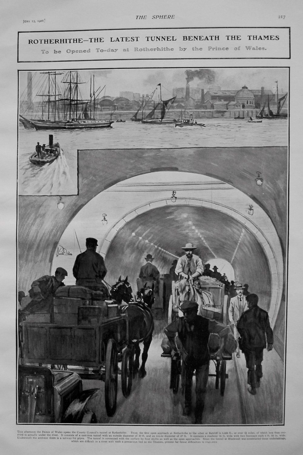 Rotherhithe - The Latest Tunnel Beneath the Thames. 1908