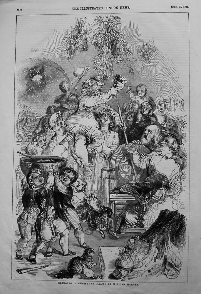 Bringing In Christmas.- Drawn by William Harvey. Engraved by G. Dalziel. 1845