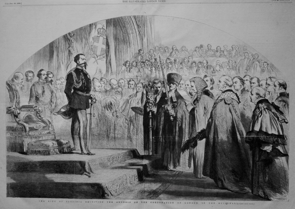 King of Sardinia Receiving the Address of the Corporation of London, in the Guildhall. 1855