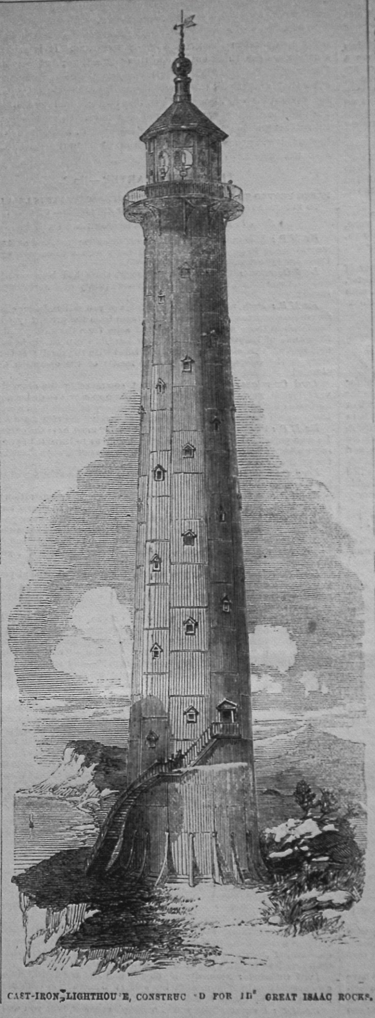 Cast Iron Lighthouse, Constructed for in, Great Isaac Rocks. 1855