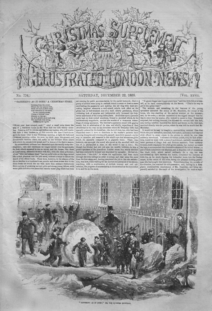 Christmas Supplement to the Illustrated London News,  December 22nd 1855.
