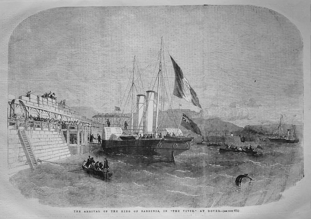 Arrival of the King of Sardinia, in "The Vivid," at Dover. 1855