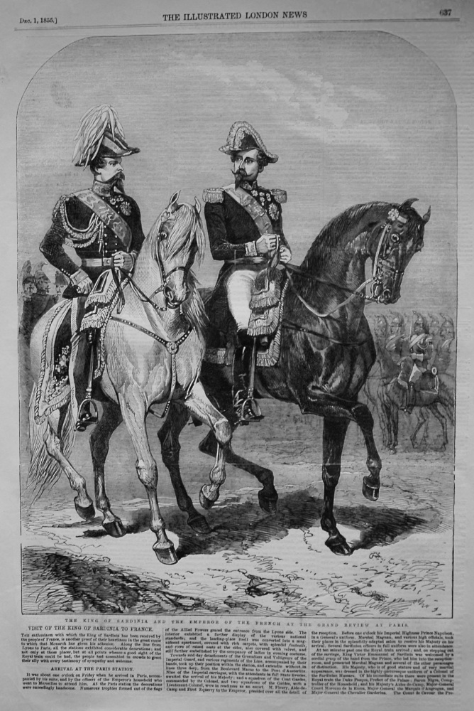 King of Sardinia and the Emperor of the French at the Grand Review at Paris. 1855