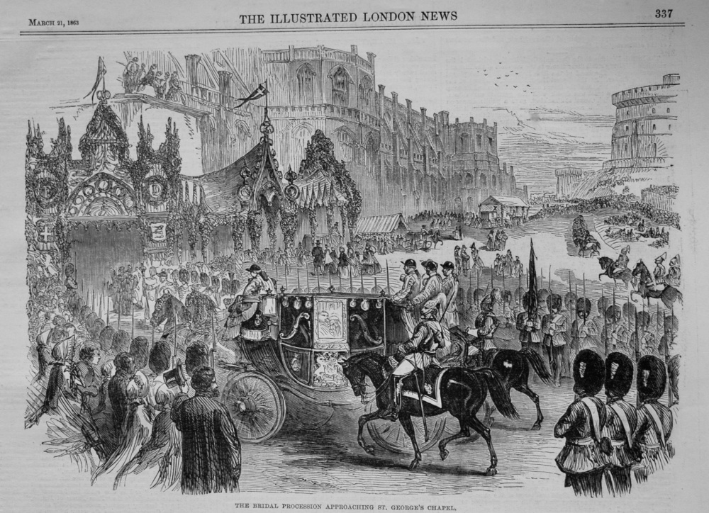 The Bridal Procession Approaching St. George's Chapel. 1863 (Marriage of the Prince of Wales and Princess Alexandra).