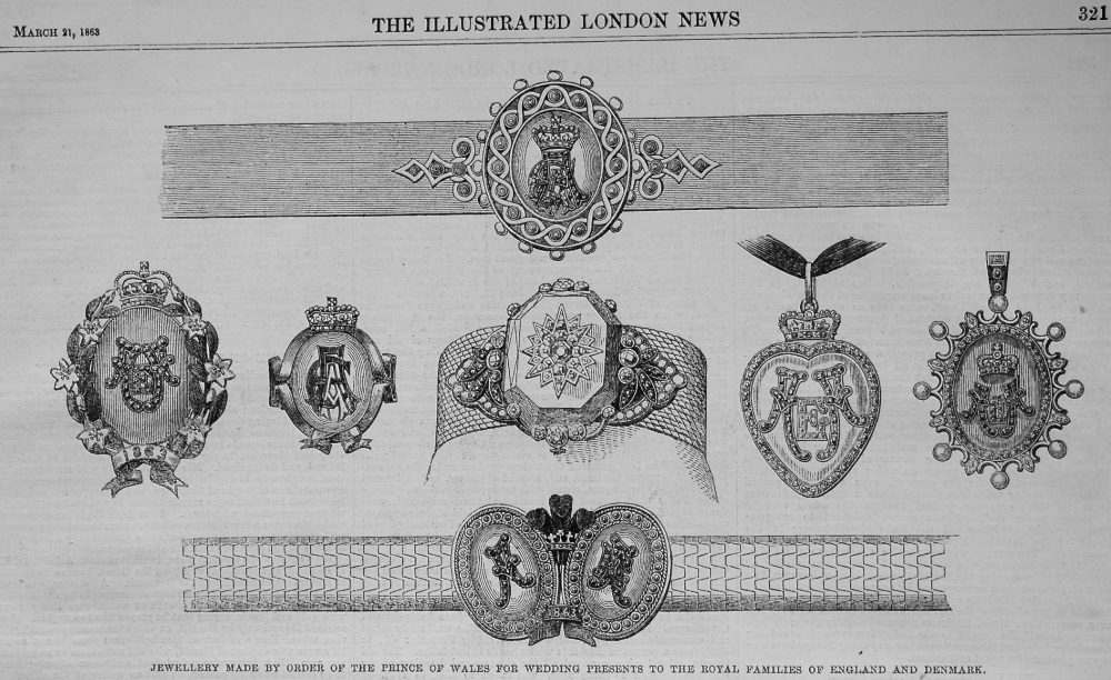 Jewellery made by Order of the Prince of Wales for Wedding Presents to the Royal Families of England and Denmark. 1863