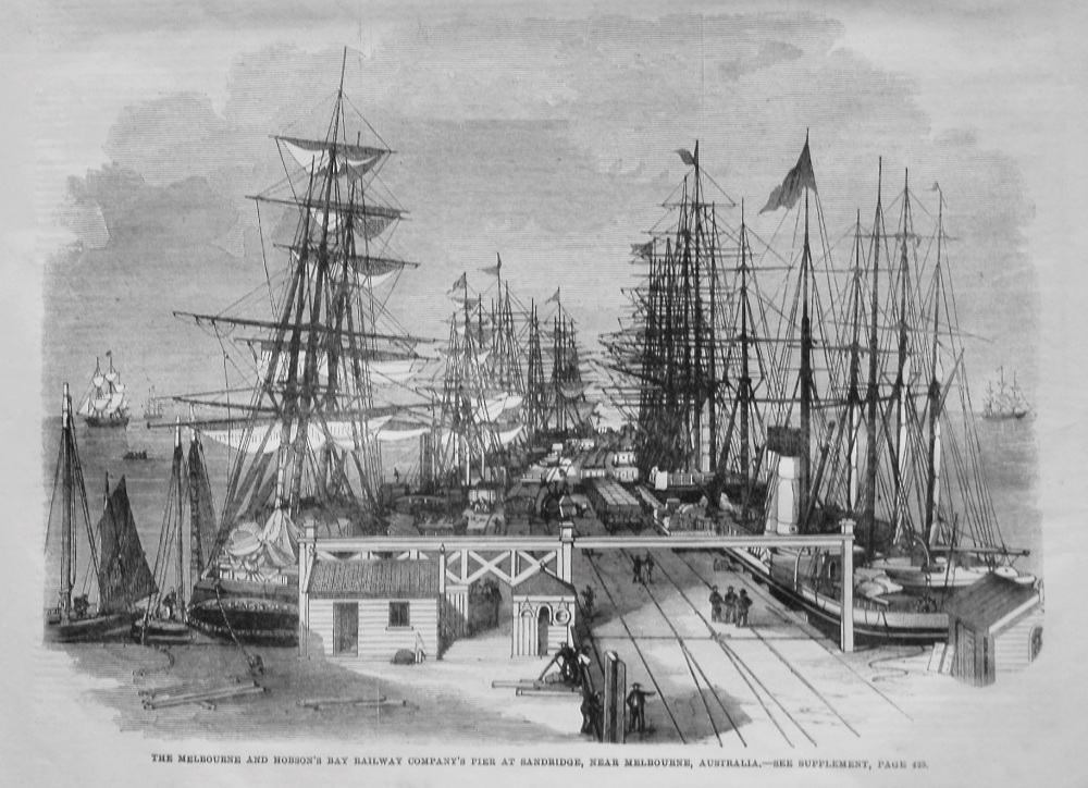The Melbourne and Hobson's Bay Railway Company's Pier at Sandridge, near Melbourne, Australia. 1862