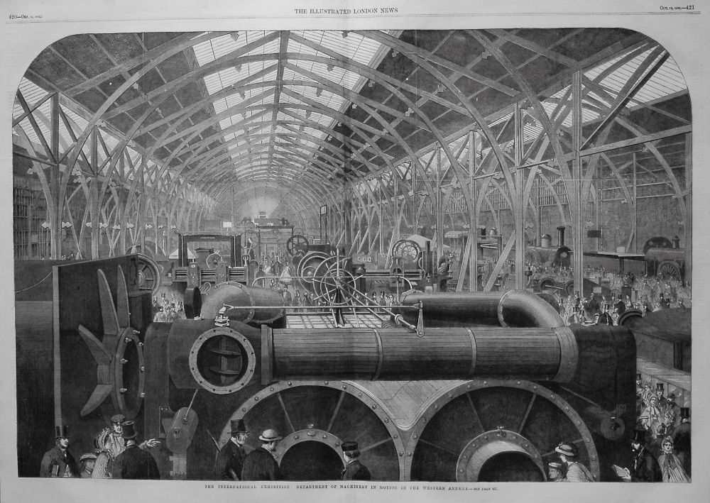 The International Exhibition : Department of Machinery in Motion in the Western Annexe. 1862.