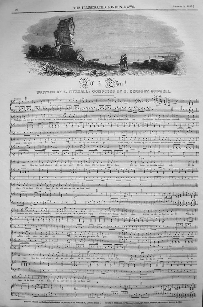 I'll be There !. (Sheet Music) 1845.