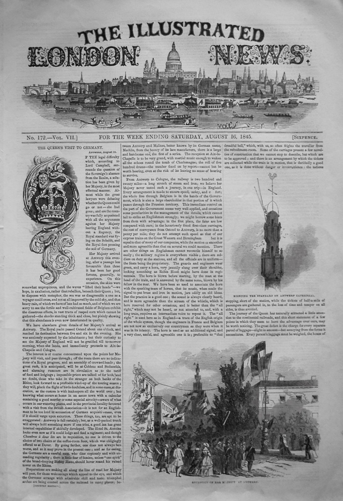 Illustrated London News,  August 16th, 1845.