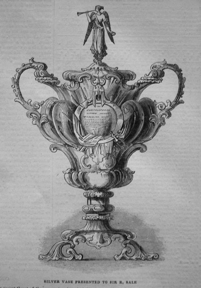 Silver Vase Presented to Sir Robert Sale.  (Army Officer)  1845