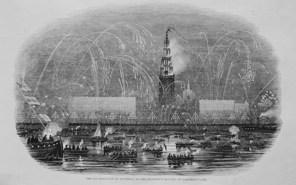 Illumination of Antwerp, at Her Majesty's Return, on Saturday Last. 1845