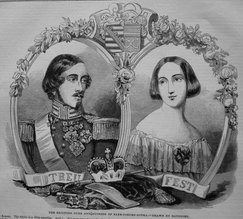 The Reigning Duke and Duchess of Saxe-Coburg-Gotha.- Drawn by Baugniet. 1845