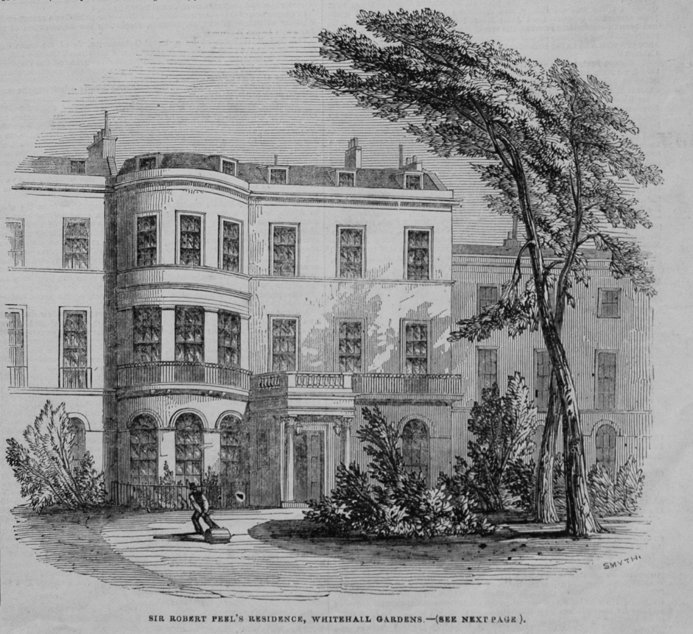 Sir Robert Peel's Residence, Whitehall Gardens. 1845