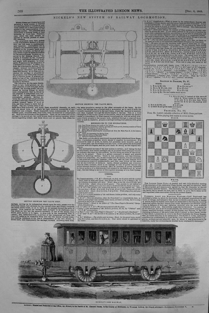 Nickels's New System of Railway Locomotion. 1845