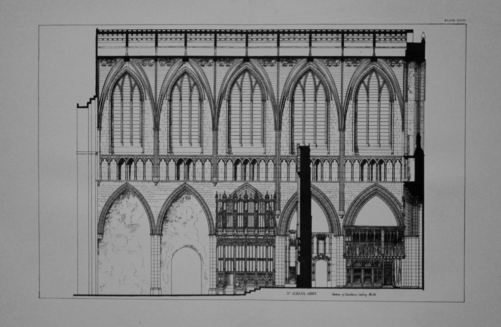 St. Albans Abbey. (Section of Sanctuary Looking North.) 1881