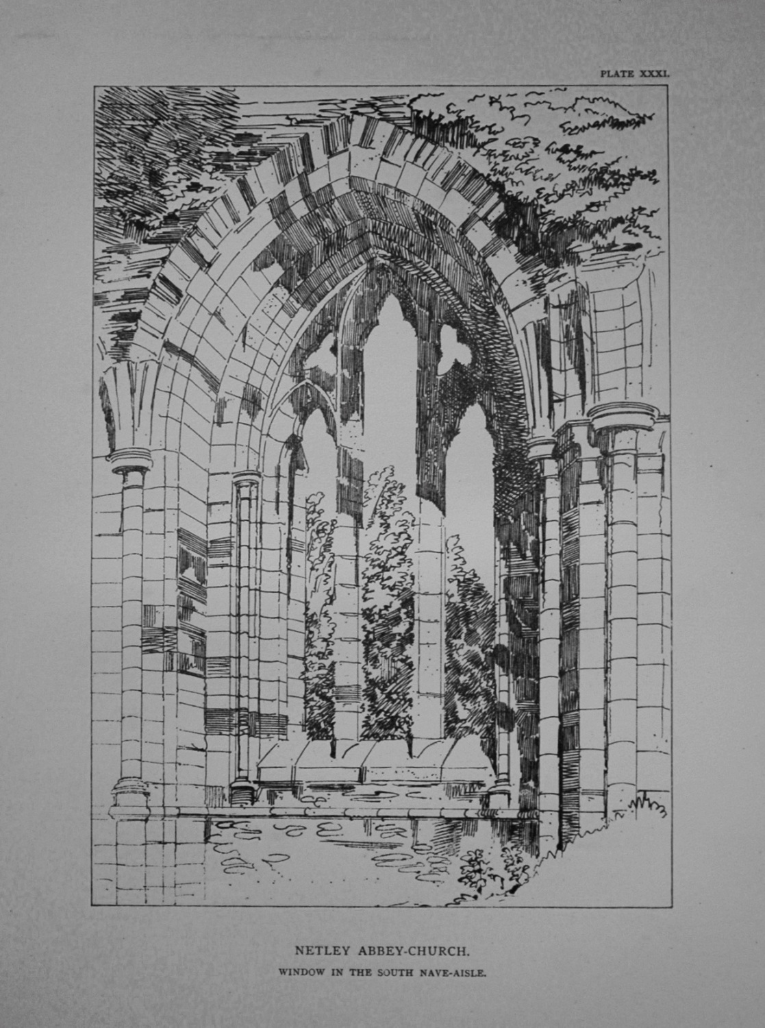 Neatly Abbey-Church. Window in the South Nave-Aisle. 1881.
