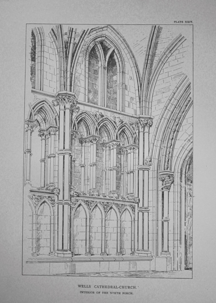 Wells Cathedral-Church. Interior of the North Porch. 1881.