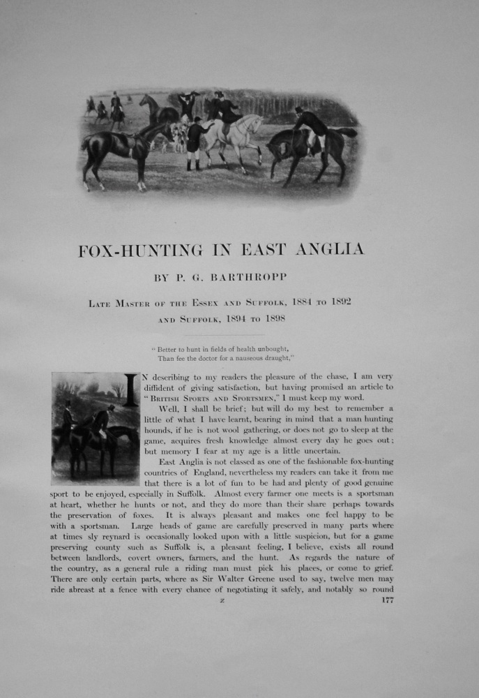 Fox-Hunting in East Anglia. Written by P.G. Barthropp.