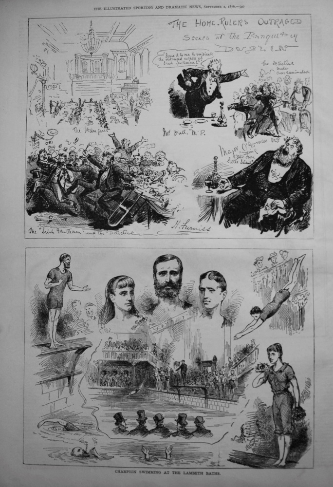 The Home-Rulers Outraged. (Scenes from the Banquet in Dublin.) 1876