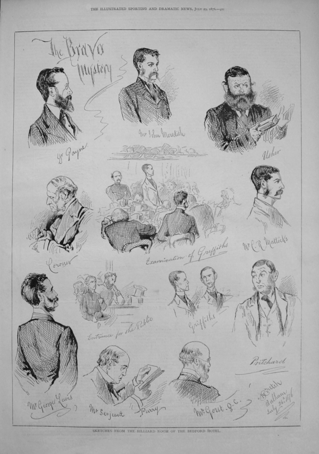 The Bravo Mystery. (Sketches from the Billiard Room of the Bedford Hotel.) 