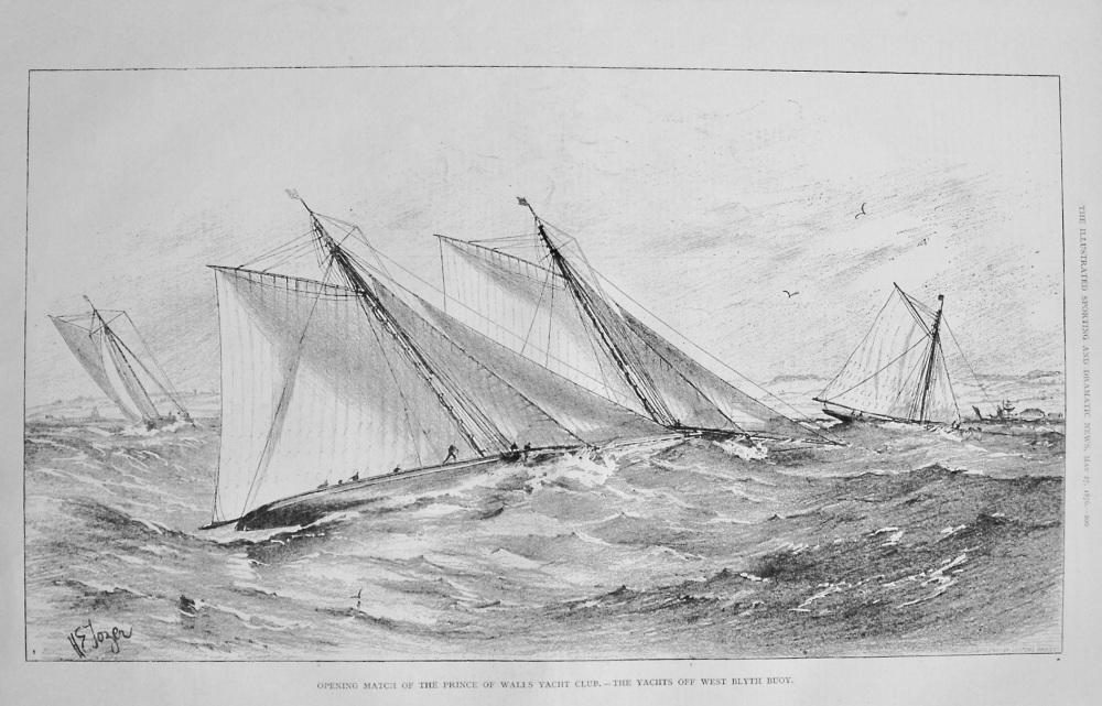 Opening Match of the Prince of Wales Yacht Club.- The Yachts off West Blyth Buoy. 1876