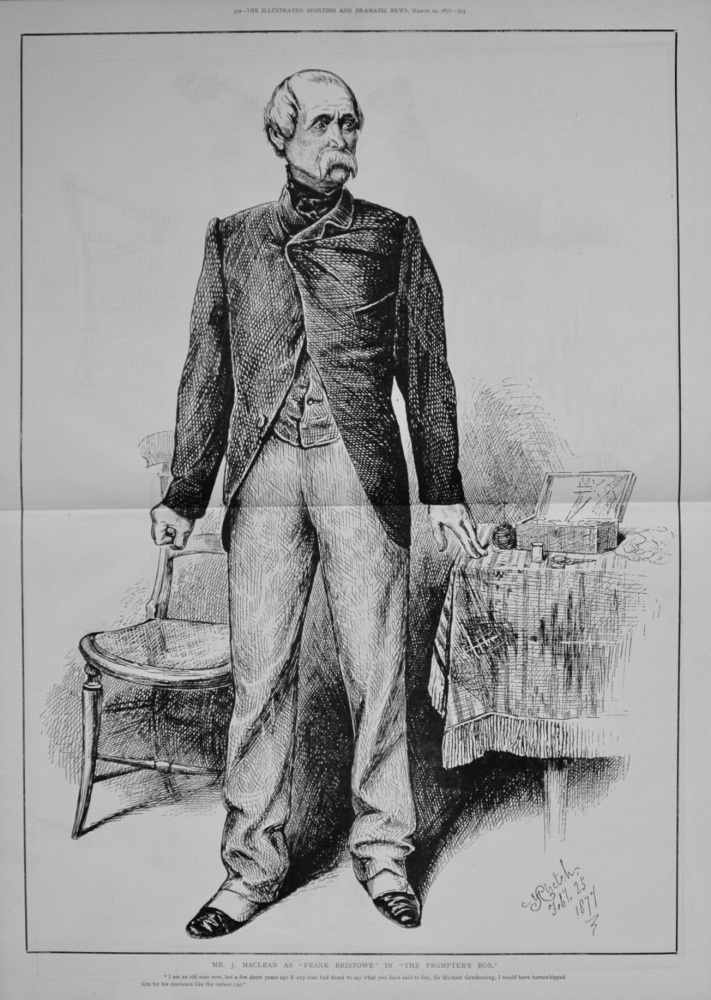 Mr. J. Maclean as "Frank Bristowe" in "The Prompter's Box." 1877