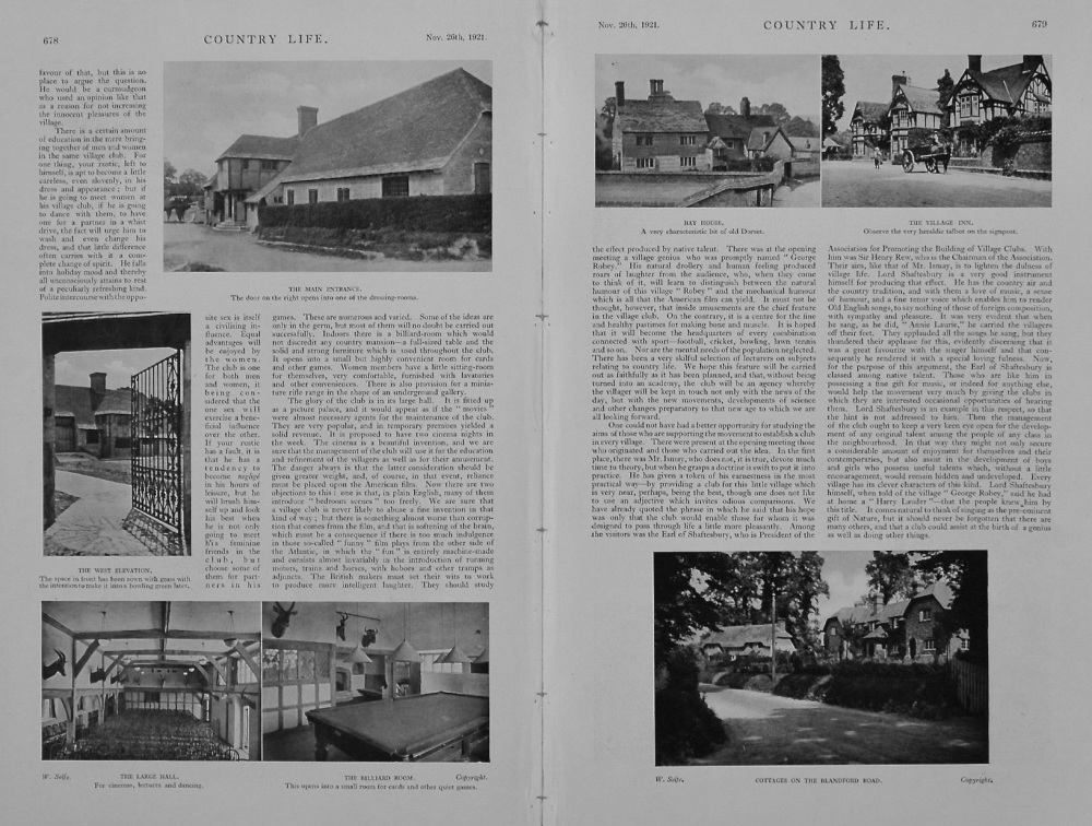 Village Halls and Village Life. (Iwerne Minster) 1921.