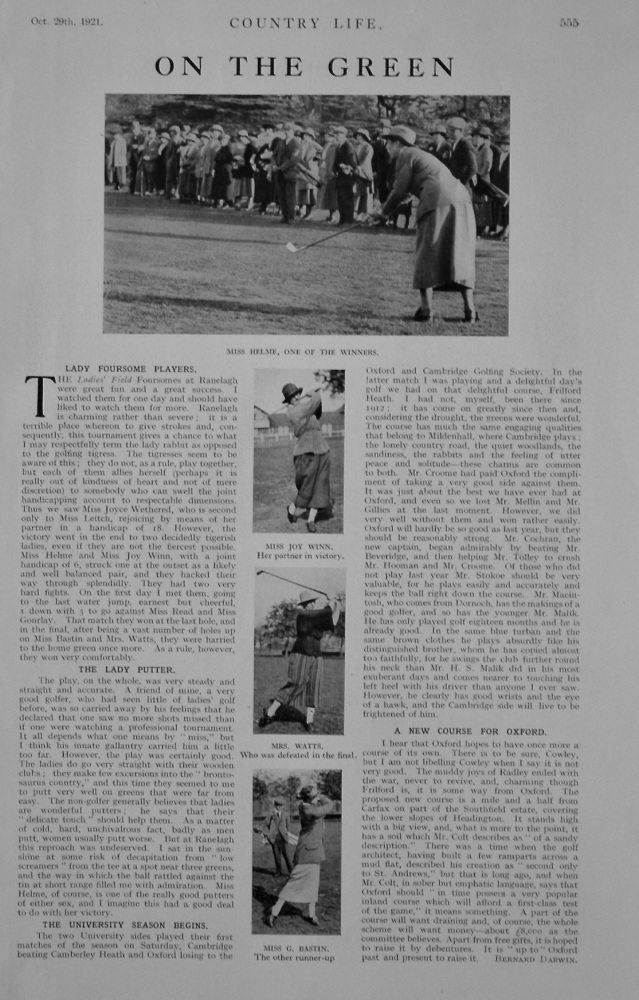 Golfing Articles by Bernard Darwin. 