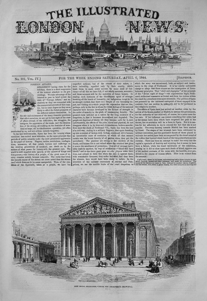 Illustrated London News,  April 6th, 1844.