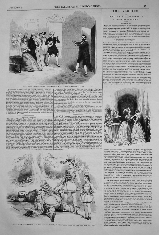 Scene from "Farinelli ; Ou Le Bouffon Du Roi," at the St. James's Theatre. 1844