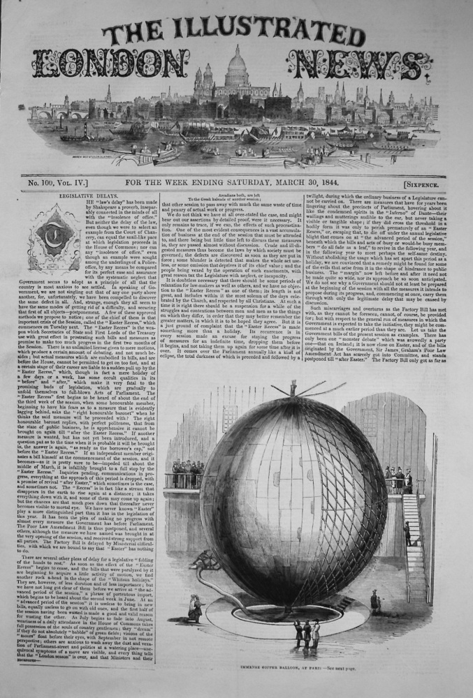 Immense Copper Balloon, at Paris. 1844