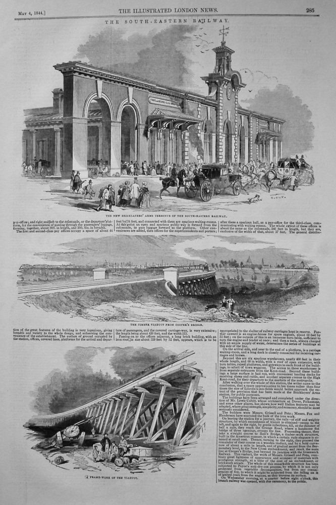The Dover Railway Terminus, near the Bricklayers' Arms, Opened on Wednesday. 1844