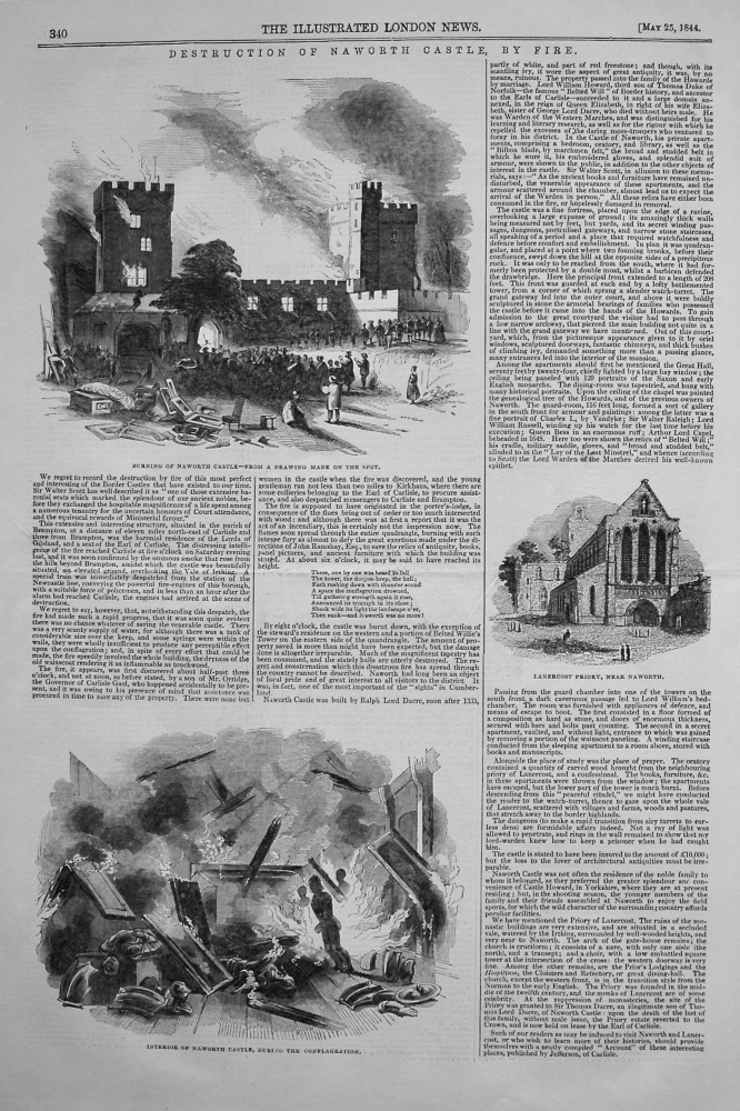 Destruction of Naworth Castle by Fire. 1844