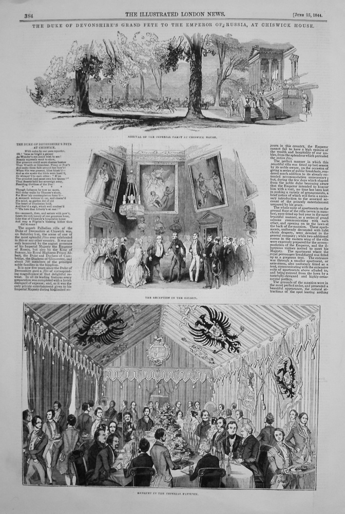 Duke of Devonshire's Grand Fete to the Emperor of Russia, at Chiswick House. 1844