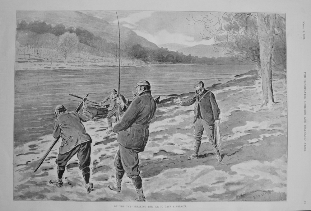 On the Tay - Breaking the Ice to Gaff a Salmon. 1895