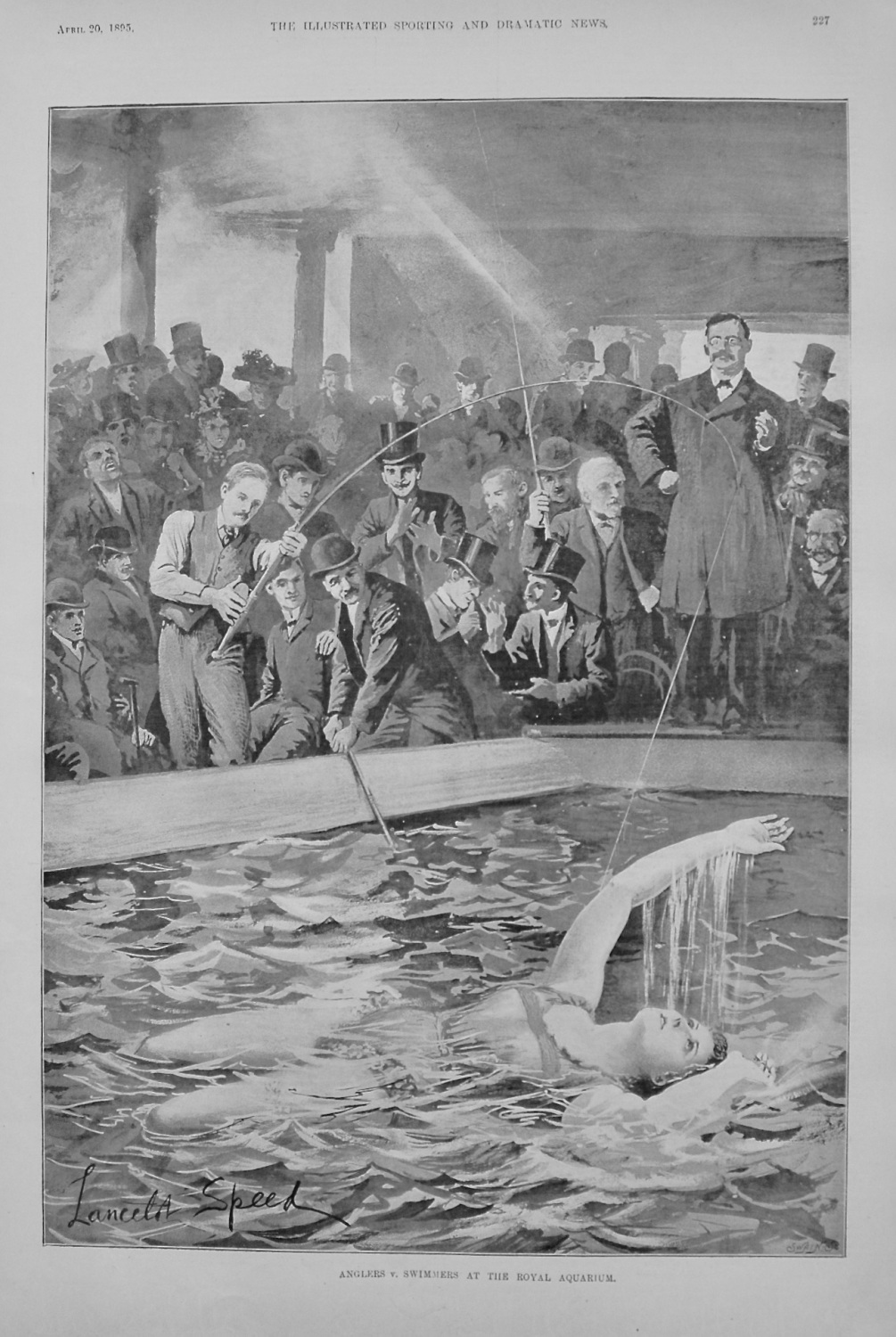 Anglers v. Swimmers at the Royal Aquarium. 1895