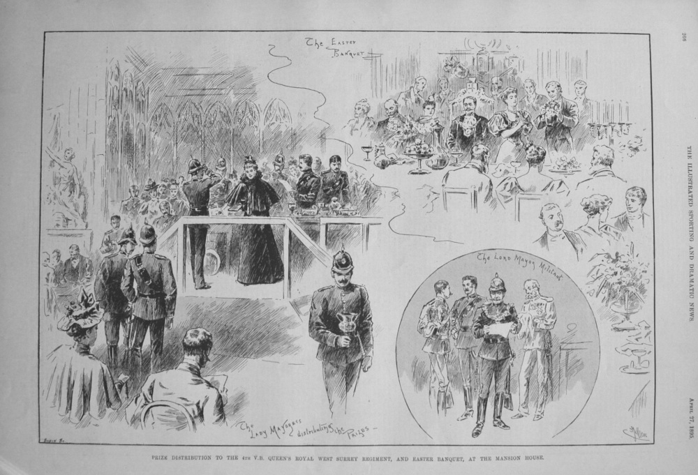 Prize Distribution to the 4th V.B. Queen's Royal West Surrey Regiment, and Easter Banquet, at the Mansion House. 1895