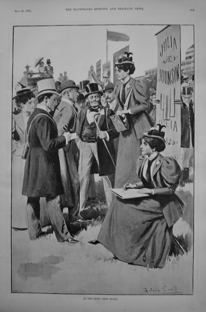 At the Lists - New Style. (Bookmaking) 1895