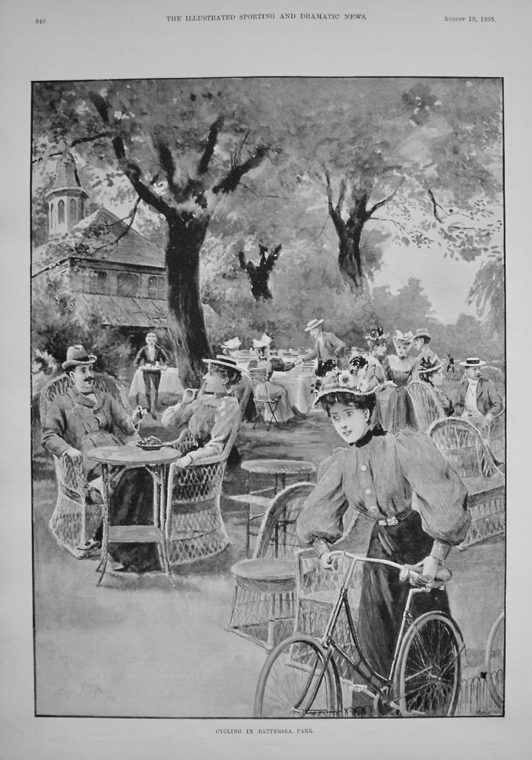 Cycling in Battersea Park. 1895