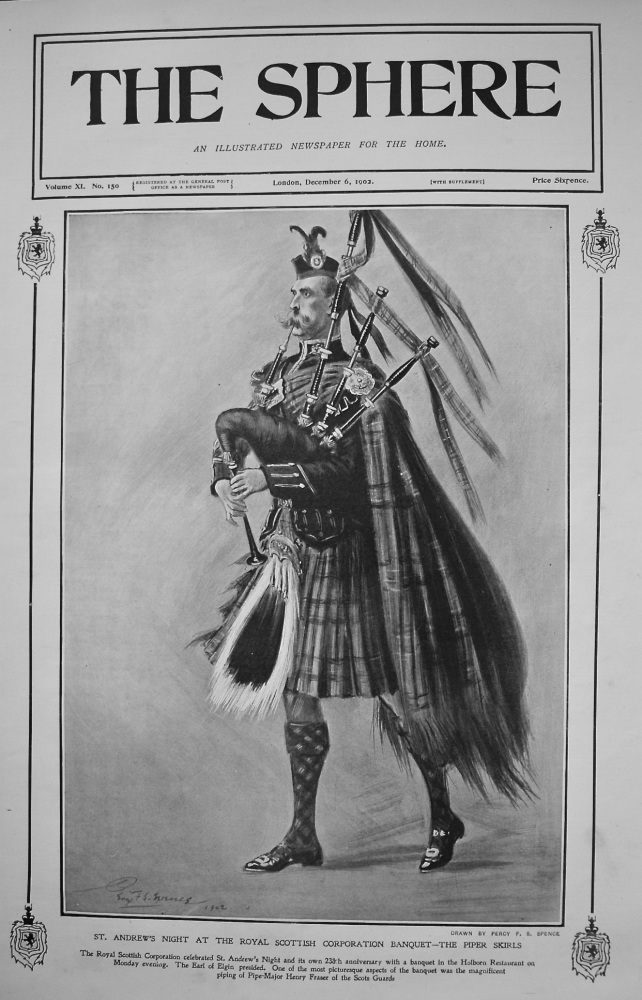 St. Andrew's Night at the Royal Scottish Corporation Banquet - The Piper Skirls. 1902