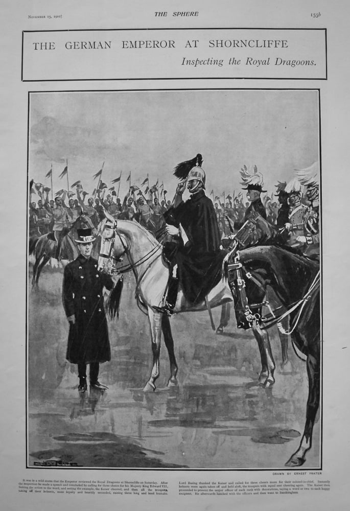 The German Emperor at Shorncliffe - Inspecting the Royal Dragoons. 1902
