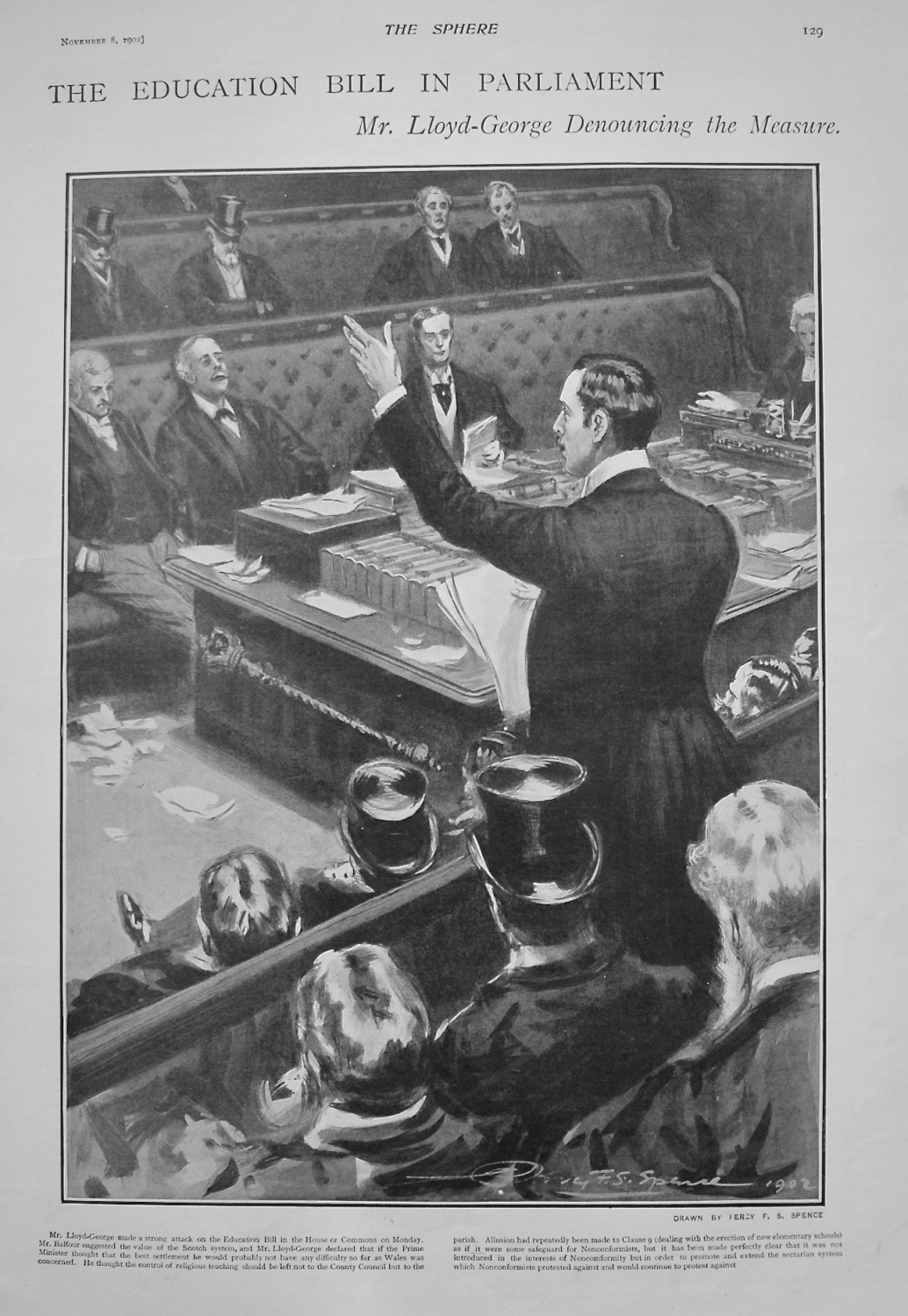 The Education Bill in Parliament - Mr. Lloyd-George Denouncing the Measure.