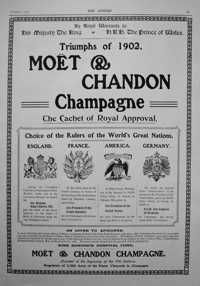 Moet & Chandon Champagne. 1902