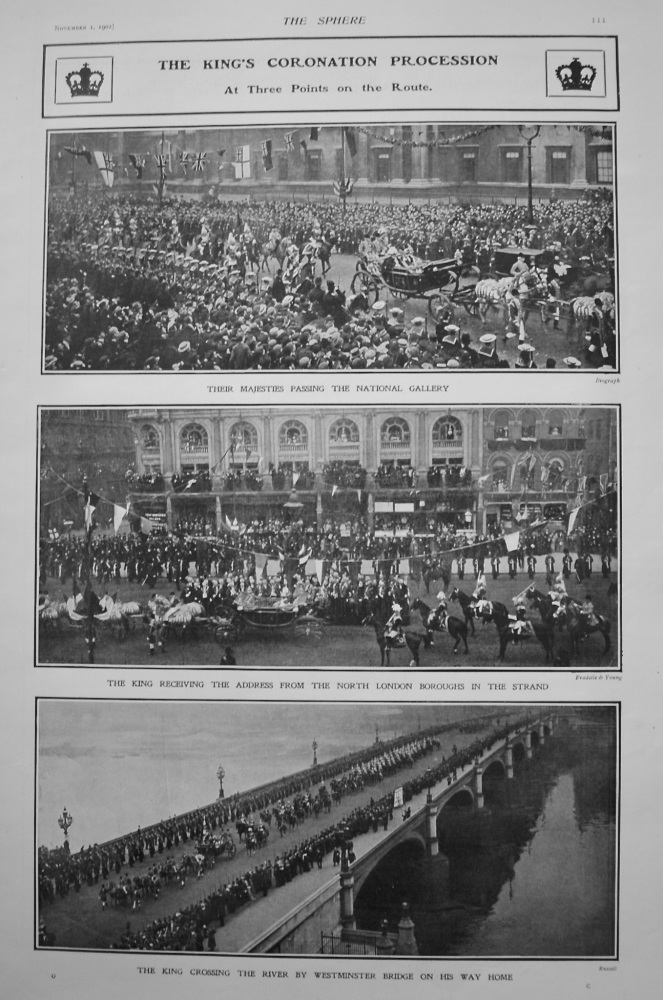 The King's Coronation Procession - At Three Points Along the Route. 1902