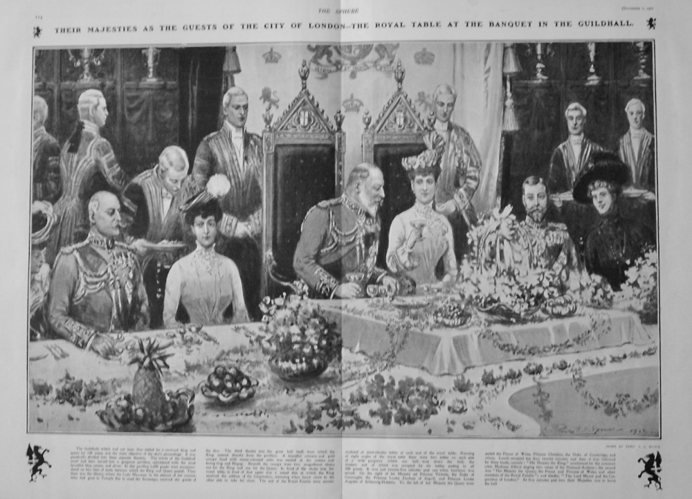 Their Majesties as the Guests of the City of London-The Royal Table at the Banquet in the Guildhall. 1902