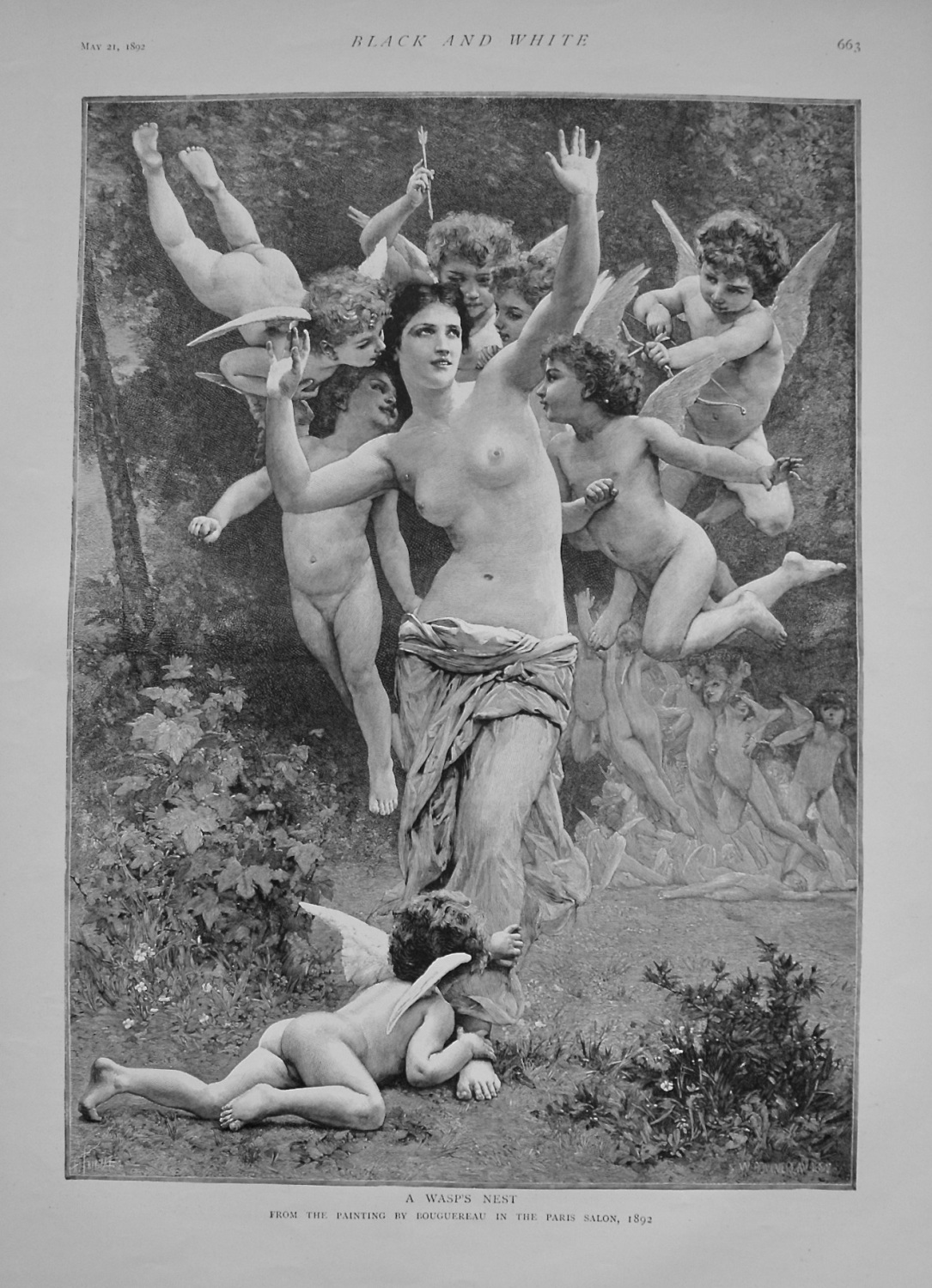 A Wasp's Nest. (From the Painting by Bouguereau in the Paris Salon) 1892